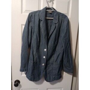 J.Jill Chambray Denim Blazer Cotton Large Pockets Jean Jacket